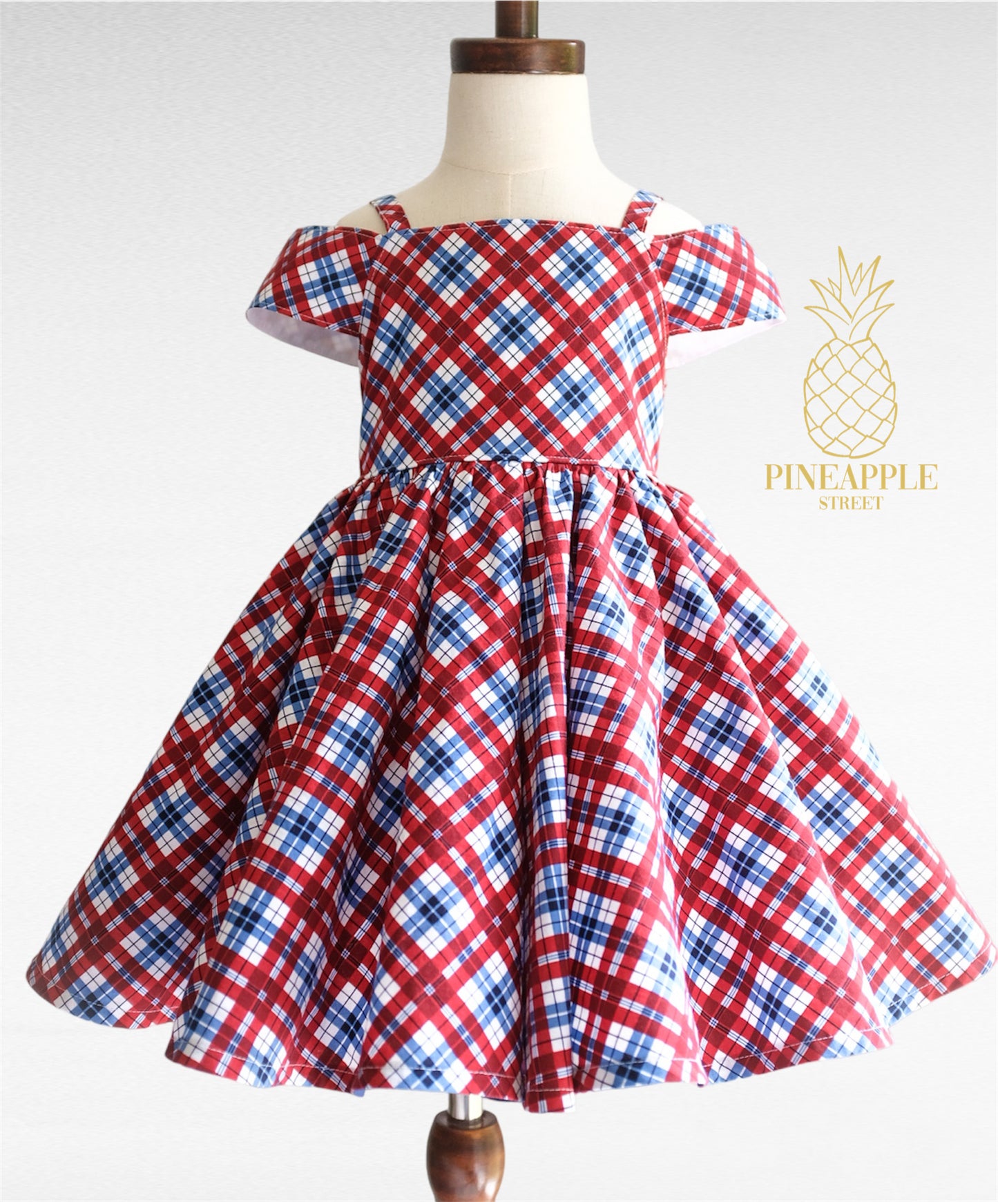 4T Patriotic Plaid 4th of July dress - Ready to Ship