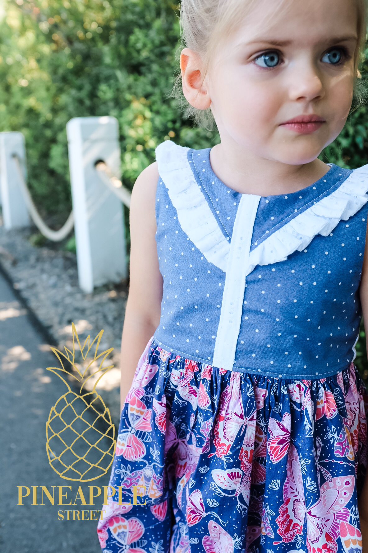 3T Blue Butterflies Dress - Ready to Ship