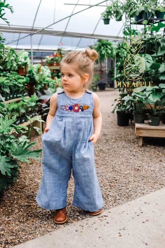 3T Hand Embroidered Chambray Jumpsuit