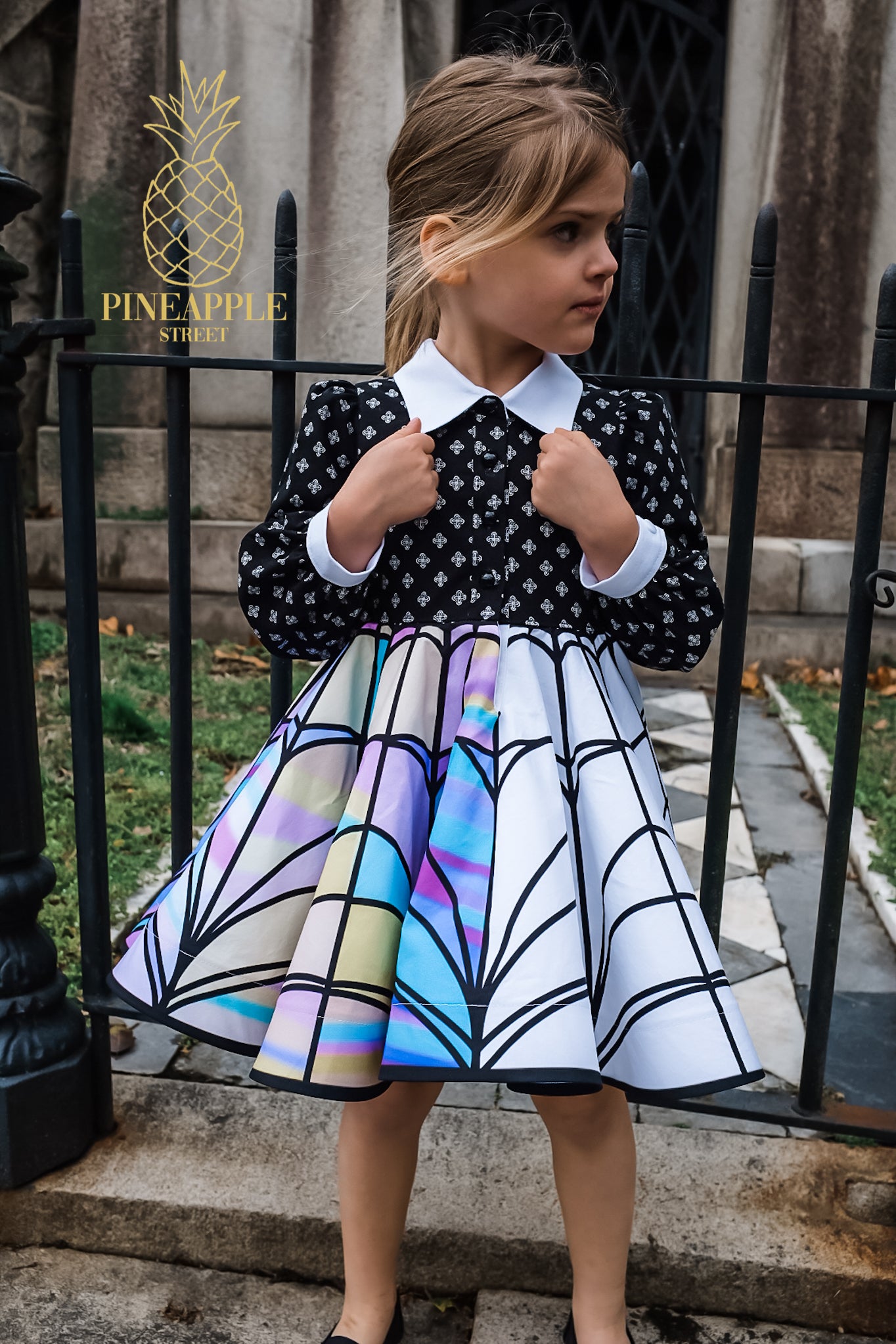 Size 4 Nevermore Wednesday Dress with Stained Glass Window