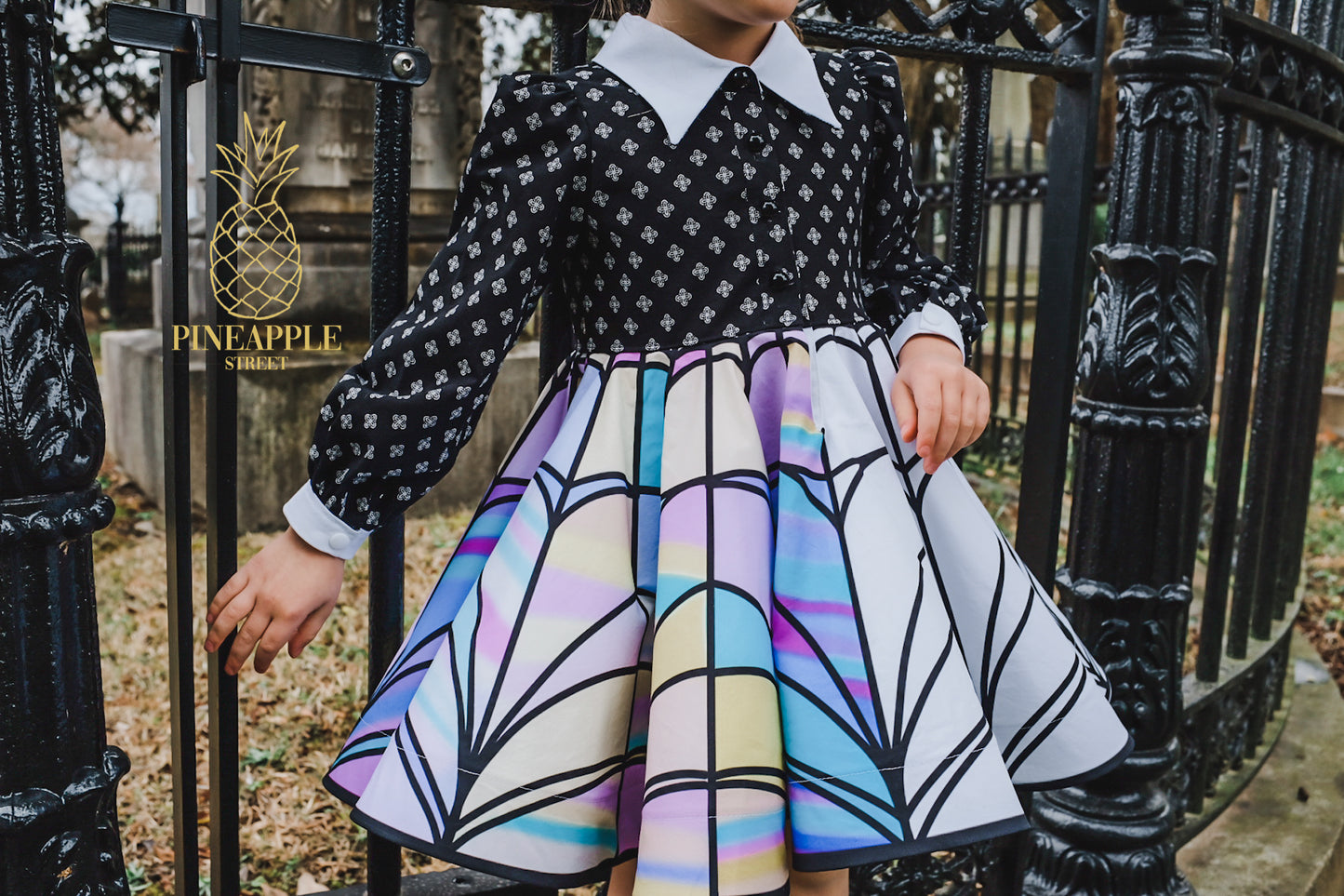 Size 4 Nevermore Wednesday Dress with Stained Glass Window