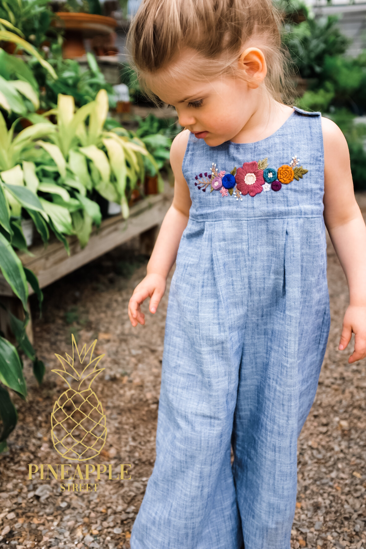 3T Hand Embroidered Chambray Jumpsuit